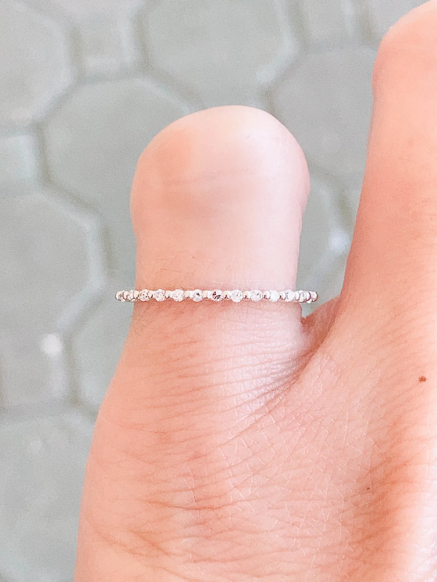 1mm Diamond Ring Bubble and Breathe 14K White Gold T039