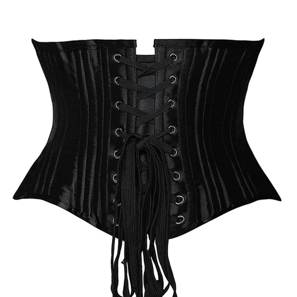 26 Spiral Steel Boned Underbust Corset Sexy Gothic Satin Plus Size Waist Trainer Brocade Bustiers