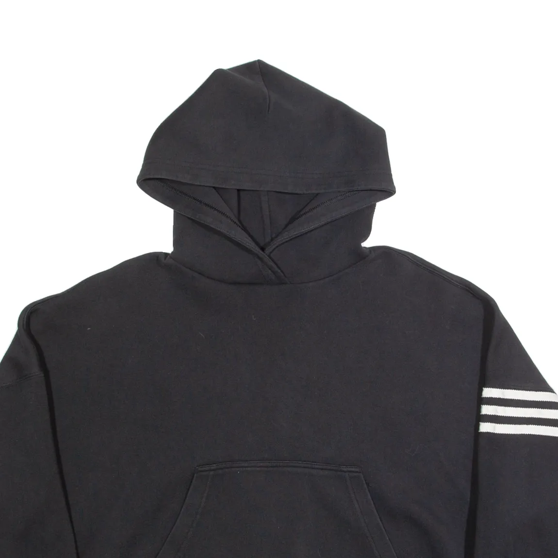 ADIDAS Oversized Cropped Womens Black Hoodie UK 12