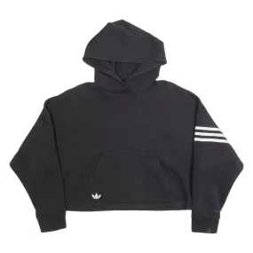 ADIDAS Oversized Cropped Womens Black Hoodie UK 12