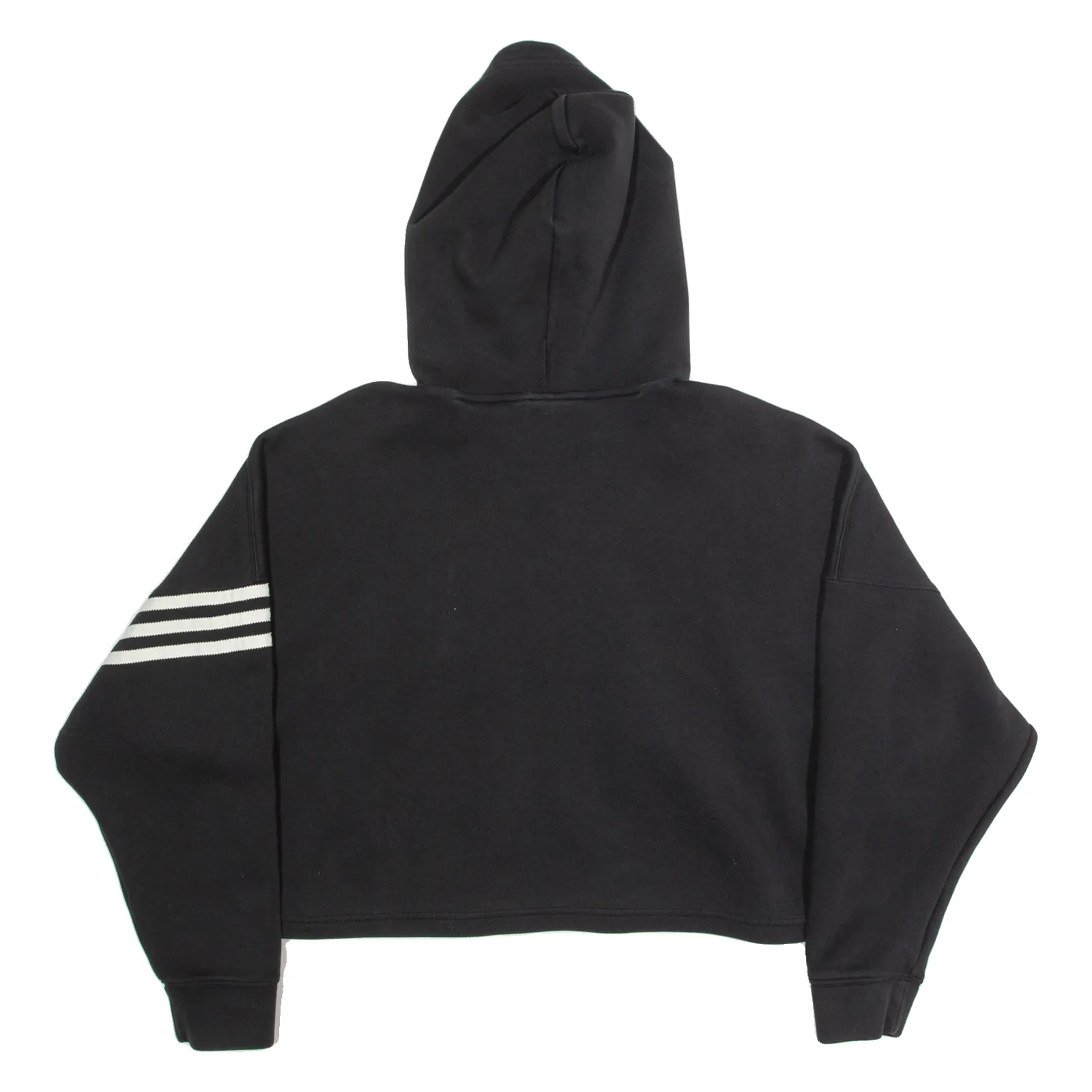 ADIDAS Oversized Cropped Womens Black Hoodie UK 12