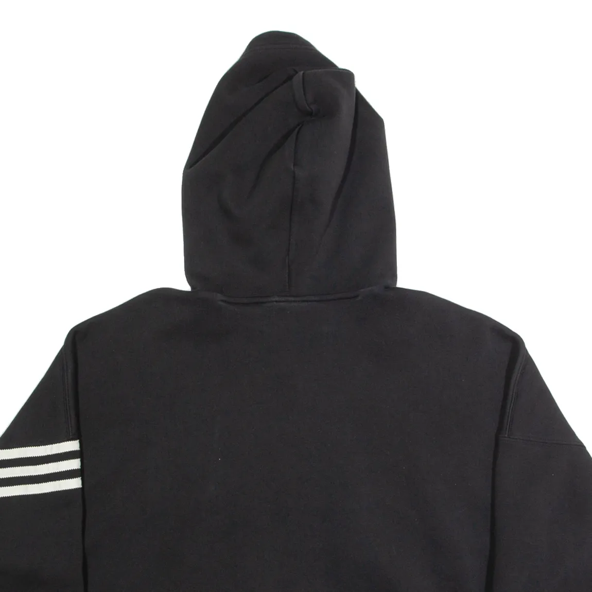 ADIDAS Oversized Cropped Womens Black Hoodie UK 12