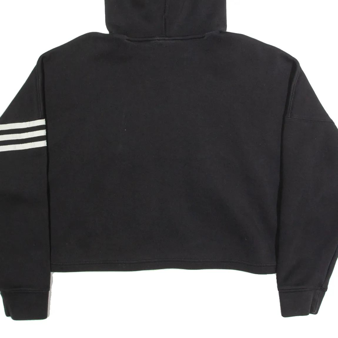 ADIDAS Oversized Cropped Womens Black Hoodie UK 12