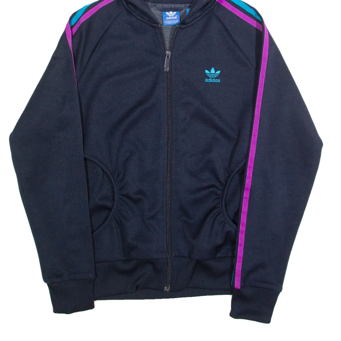 ADIDAS Womens Blue Hoodie Full Zip UK 10