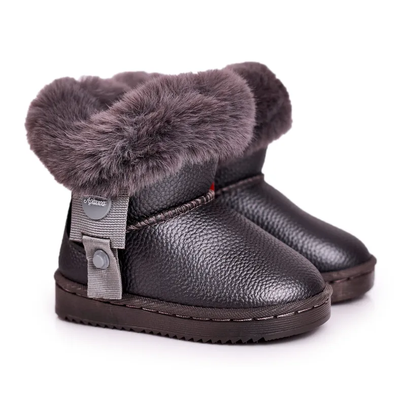 Apawwa Warm children's snow boots with fur Marella gray grey