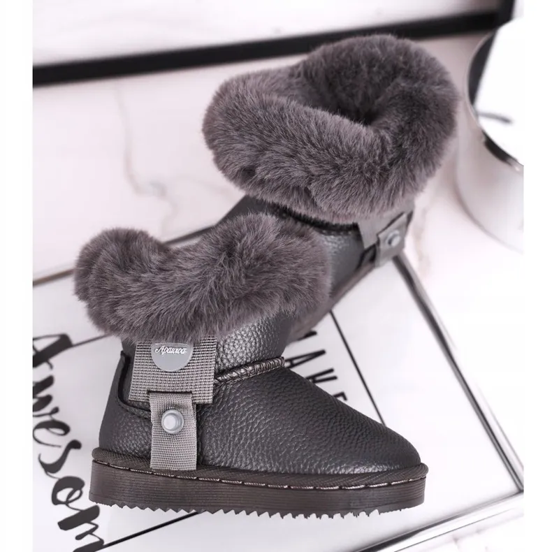 Apawwa Warm children's snow boots with fur Marella gray grey