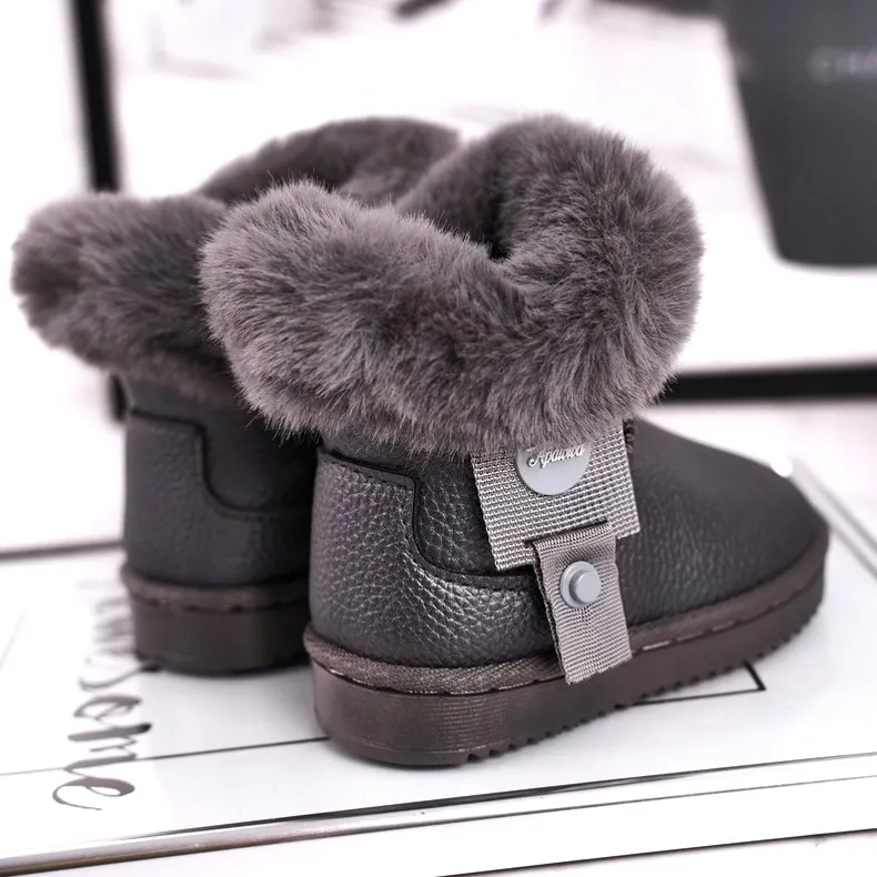 Apawwa Warm children's snow boots with fur Marella gray grey