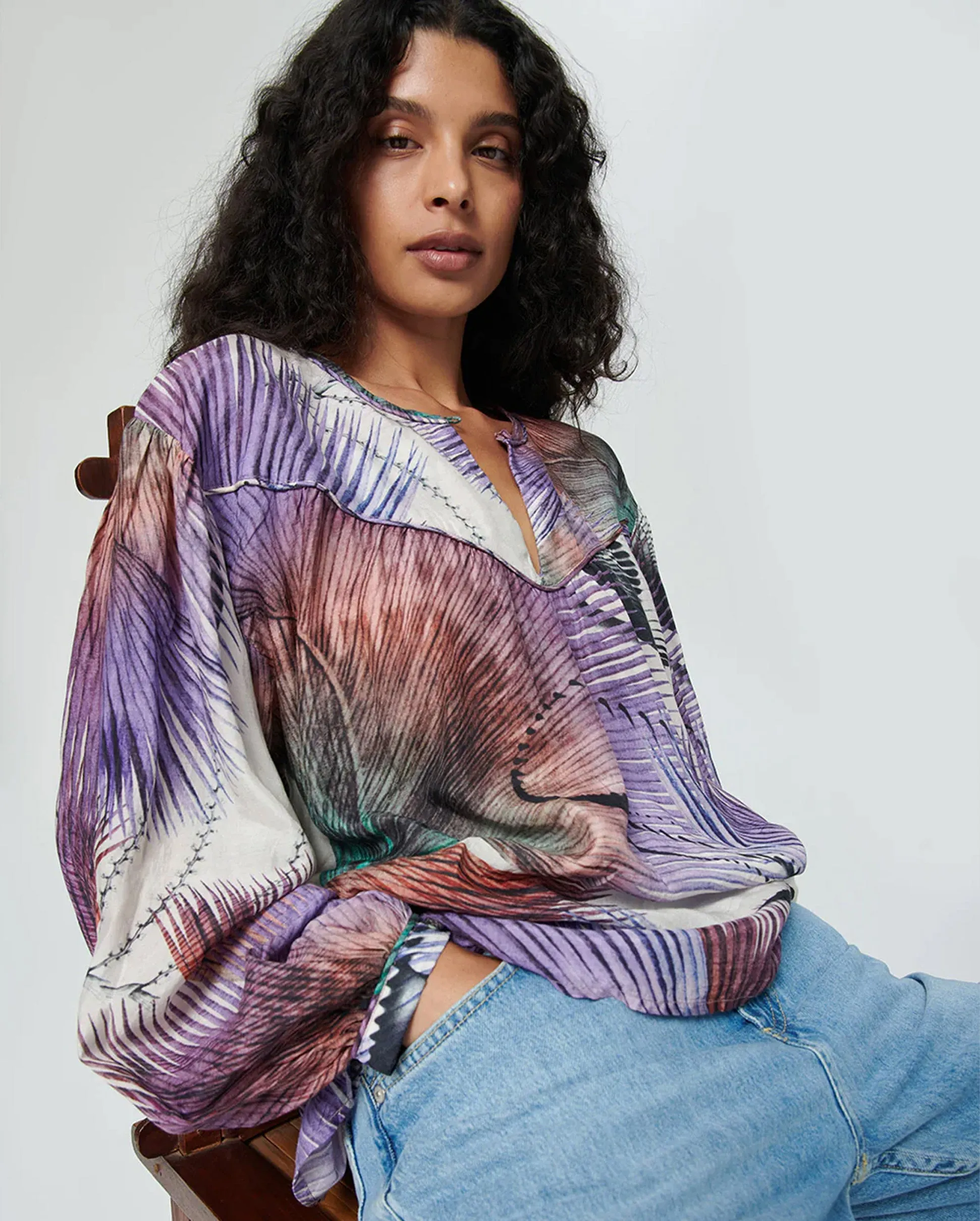 BAMBOO BLOUSE / PALM DYE LILAC