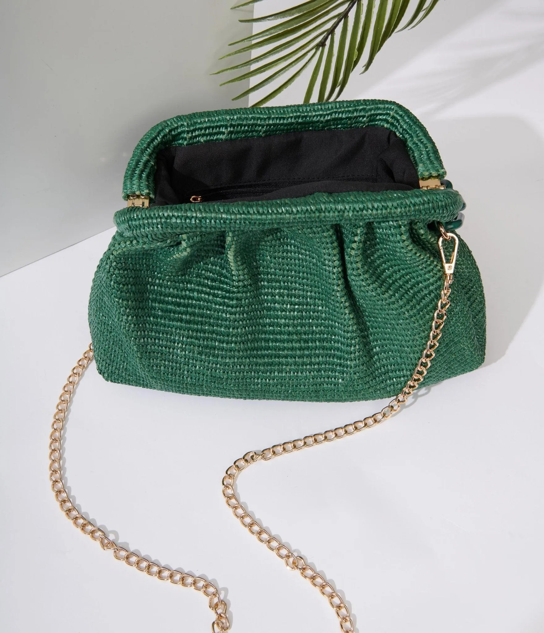 Basil Green Solana Clutch Handbag