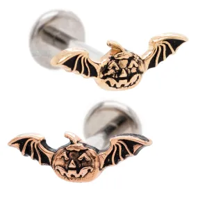 Bat Pumpkin in Gold - on flatback