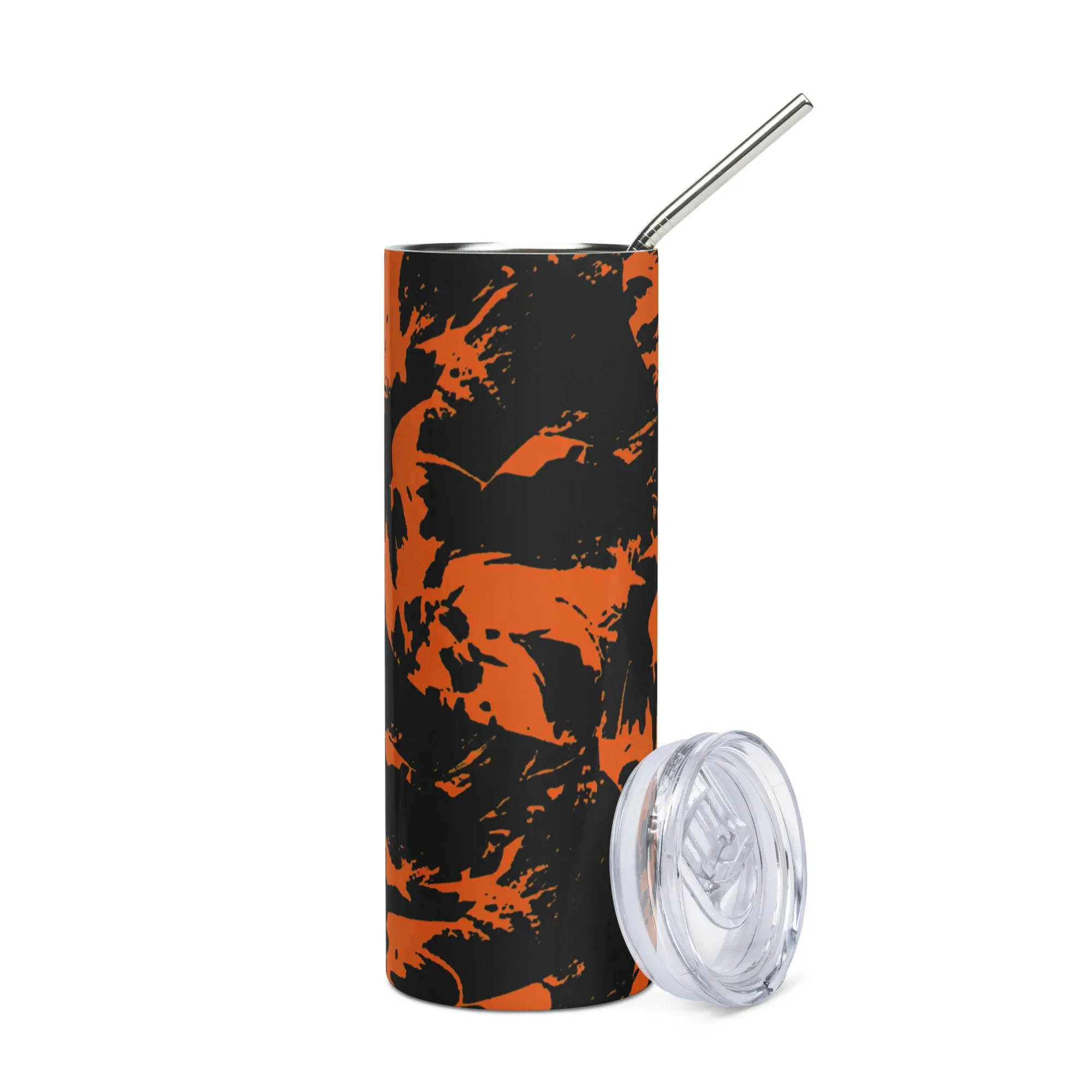 Black and Orange Spooky Paint Splatter Graffiti 20 oz Stainless Steel Tumbler