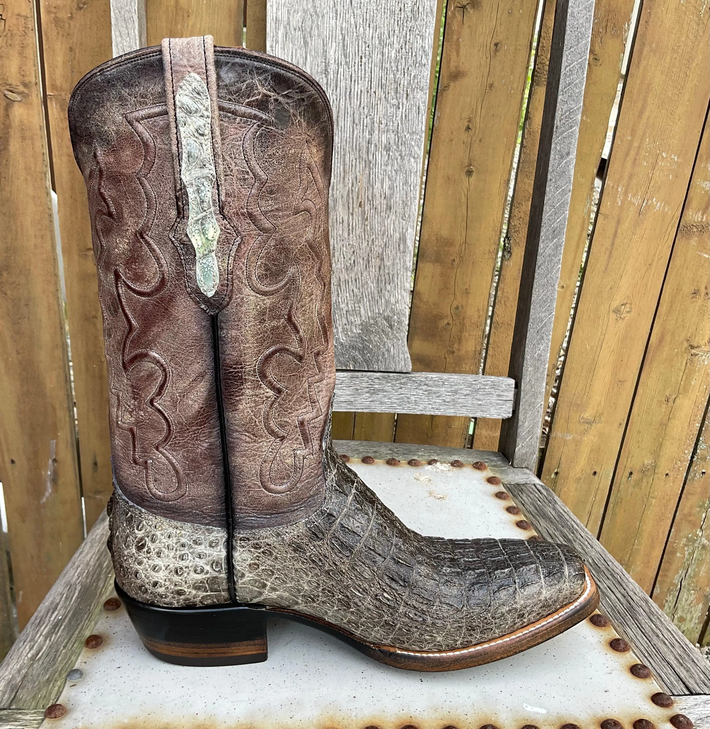 Black Jack Men’s Natural Caiman Body Cut Hornback Cowboy Boots NT-7721-V3