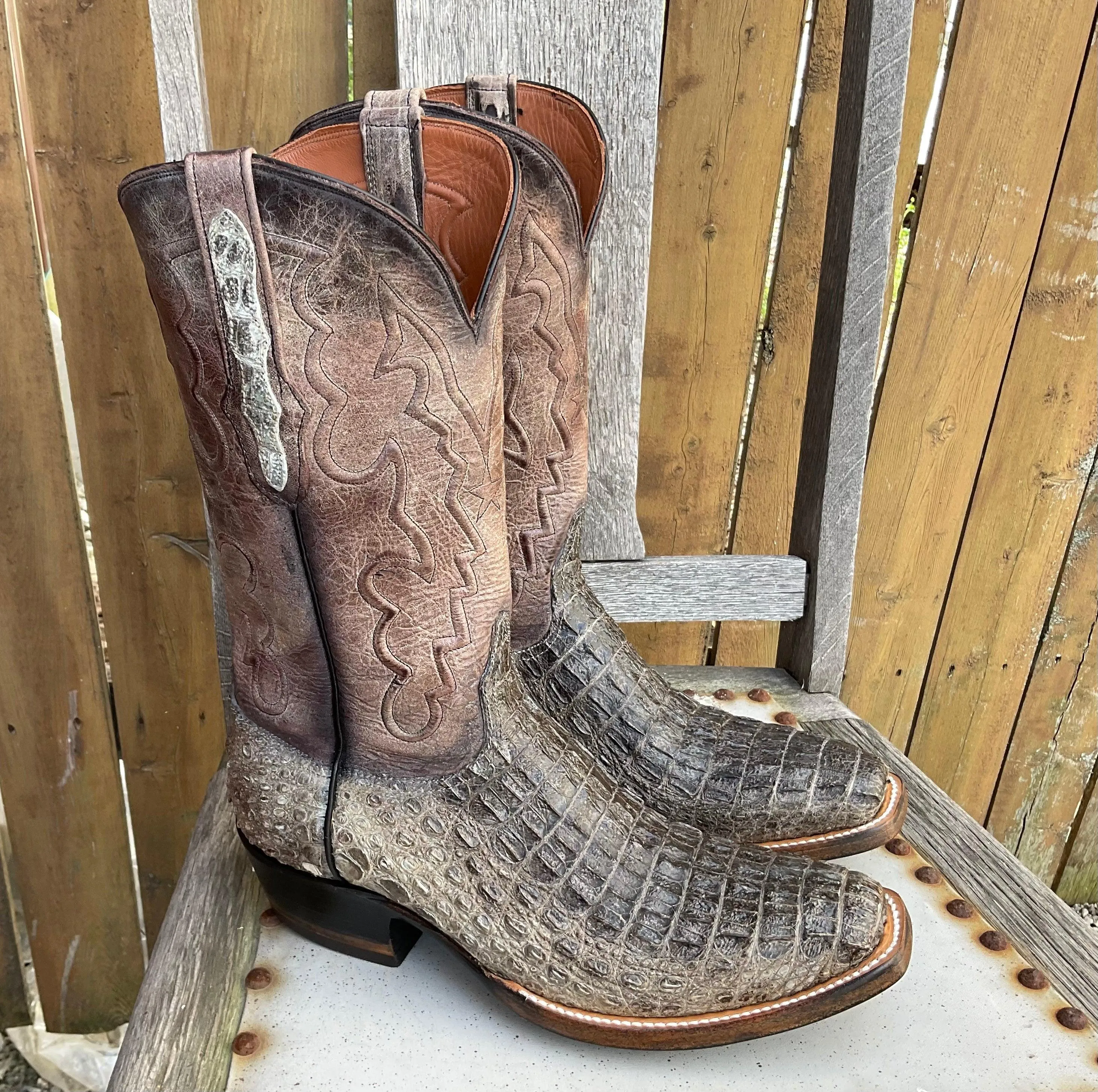 Black Jack Men’s Natural Caiman Body Cut Hornback Cowboy Boots NT-7721-V3