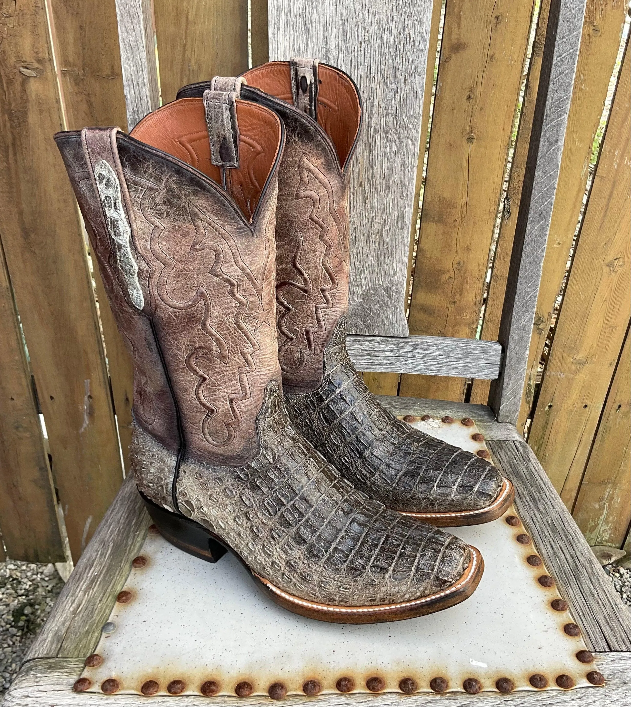 Black Jack Men’s Natural Caiman Body Cut Hornback Cowboy Boots NT-7721-V3