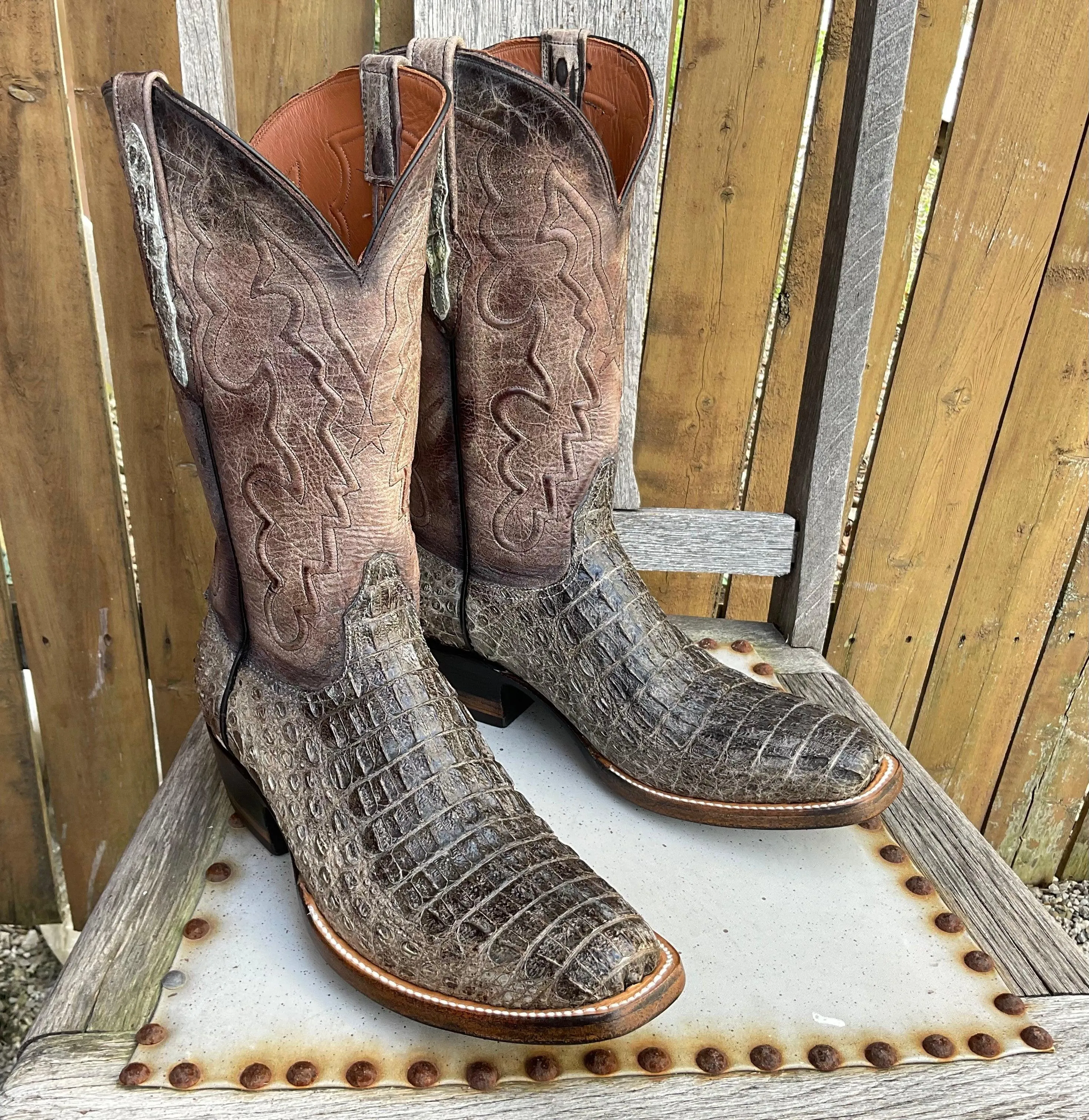 Black Jack Men’s Natural Caiman Body Cut Hornback Cowboy Boots NT-7721-V3