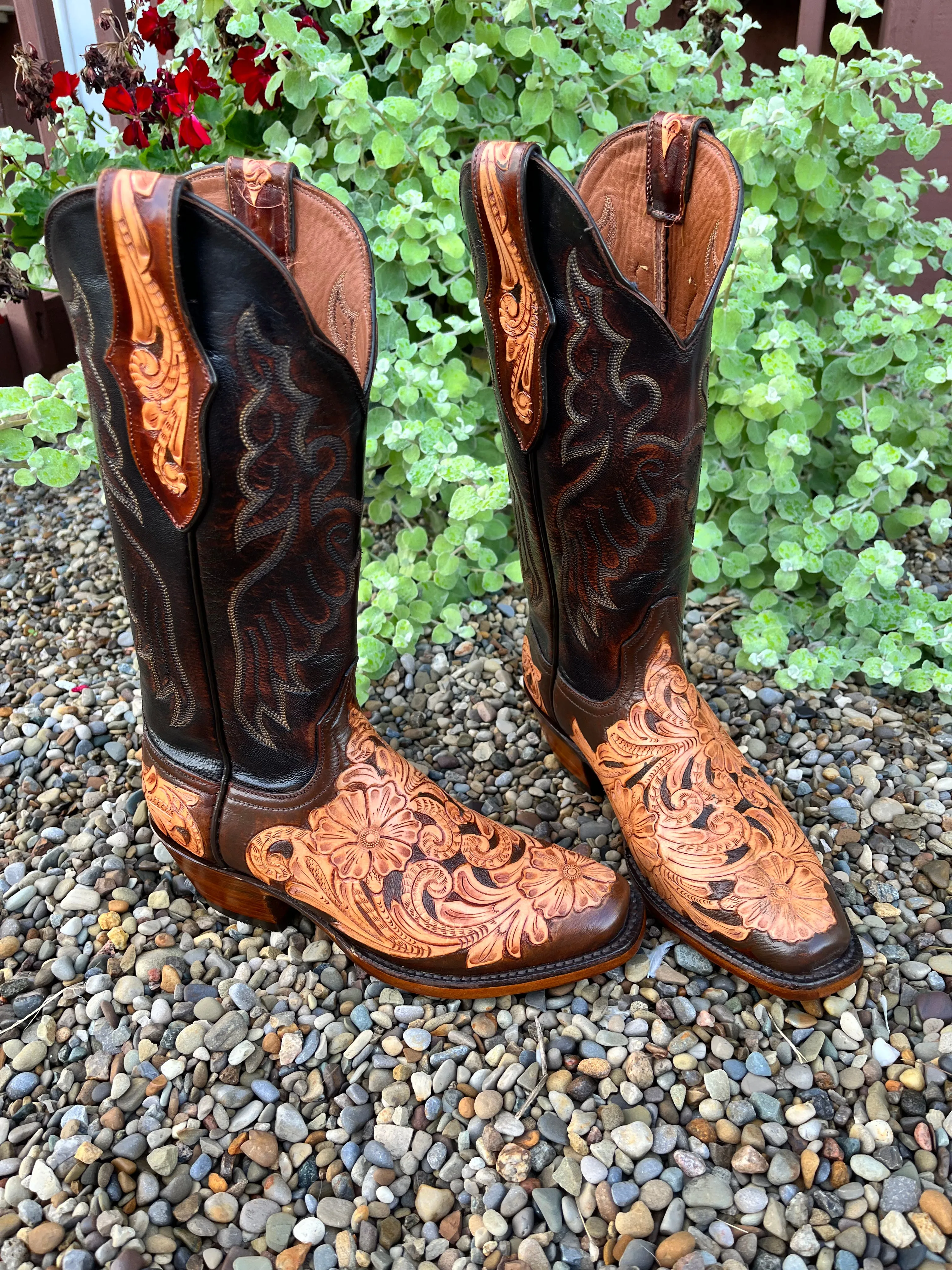 Black Jack Women's Brushed Off Brown Narrow Toe Cowgirl Boot HTP209-V4