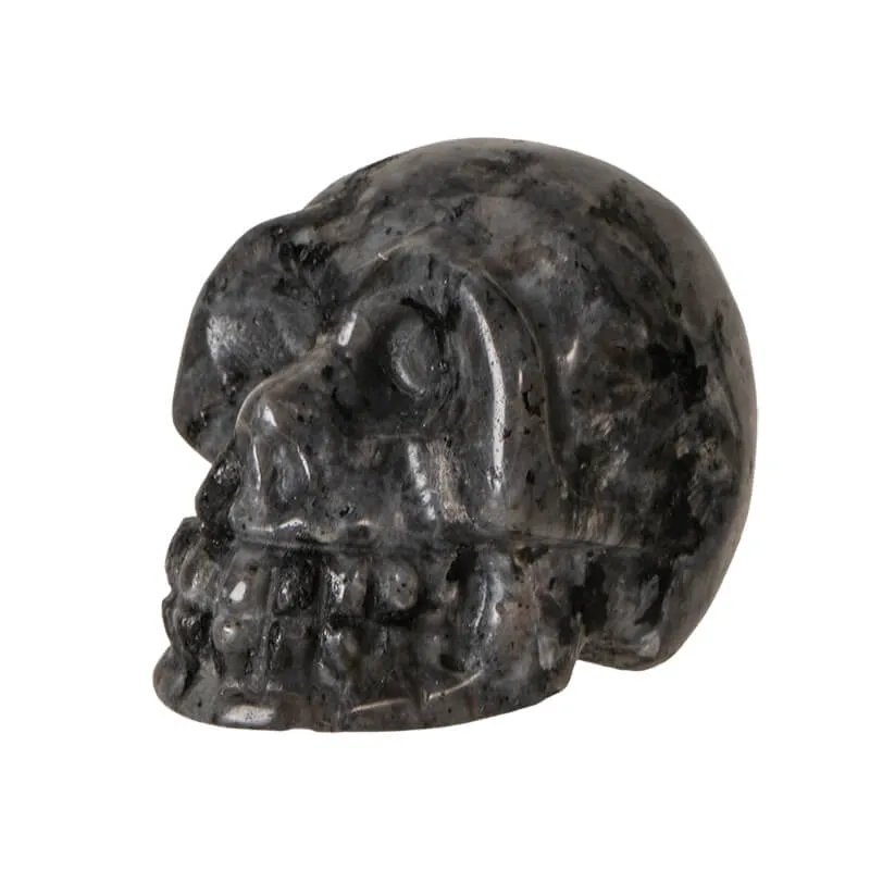 Black Labradorite Obsidian Gemstone Skull