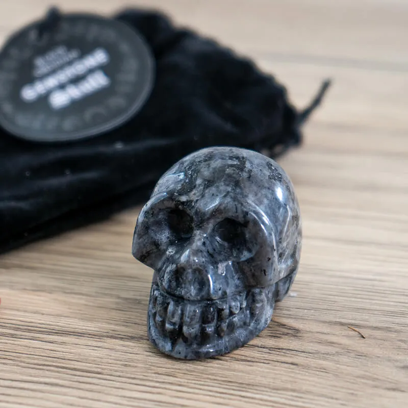 Black Labradorite Obsidian Gemstone Skull