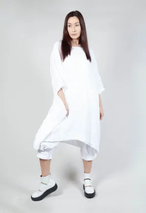 Boxy Fit Linen Dress in White