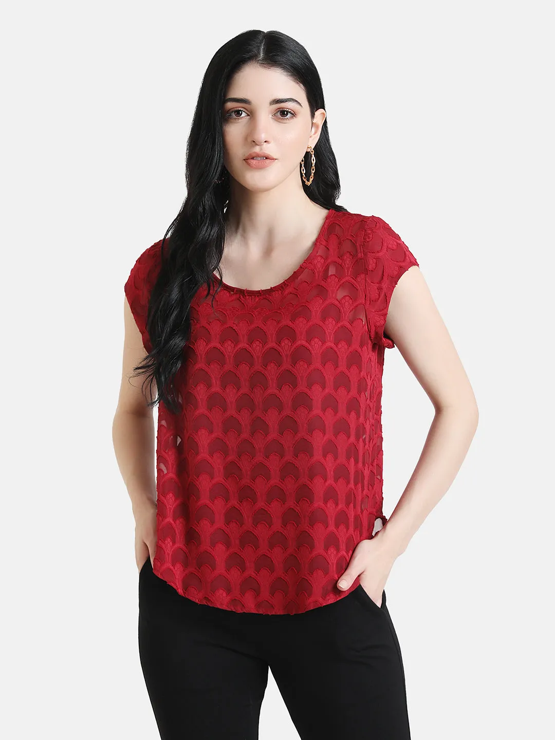 Boxy Fit Textured Top