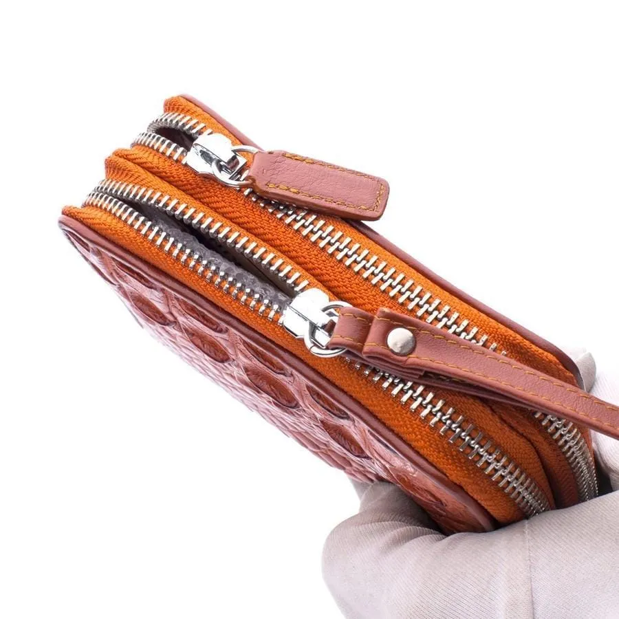 Brown Crocodile Backbone Skin Wallets