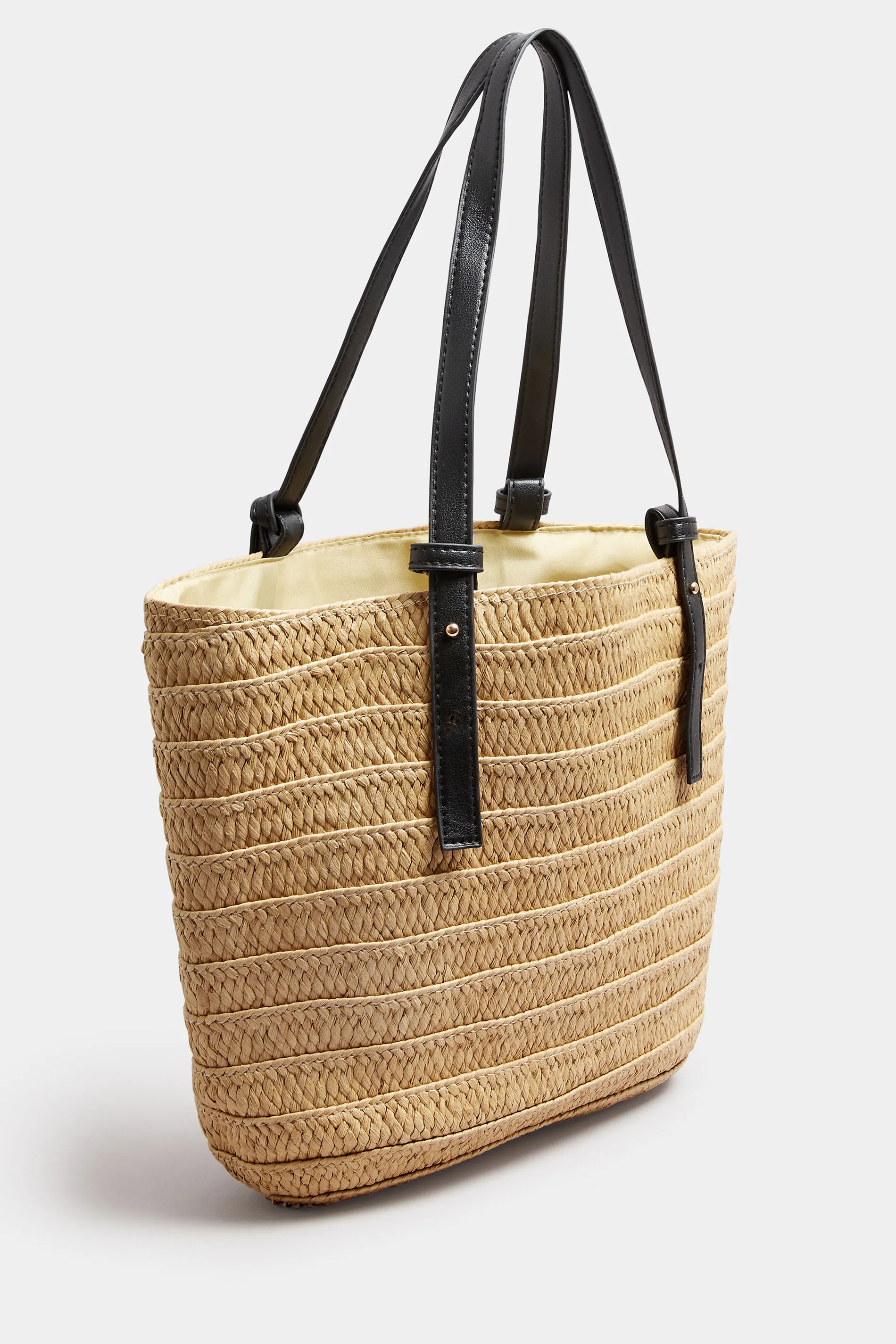 Brown Straw Drawstring Beach Bag