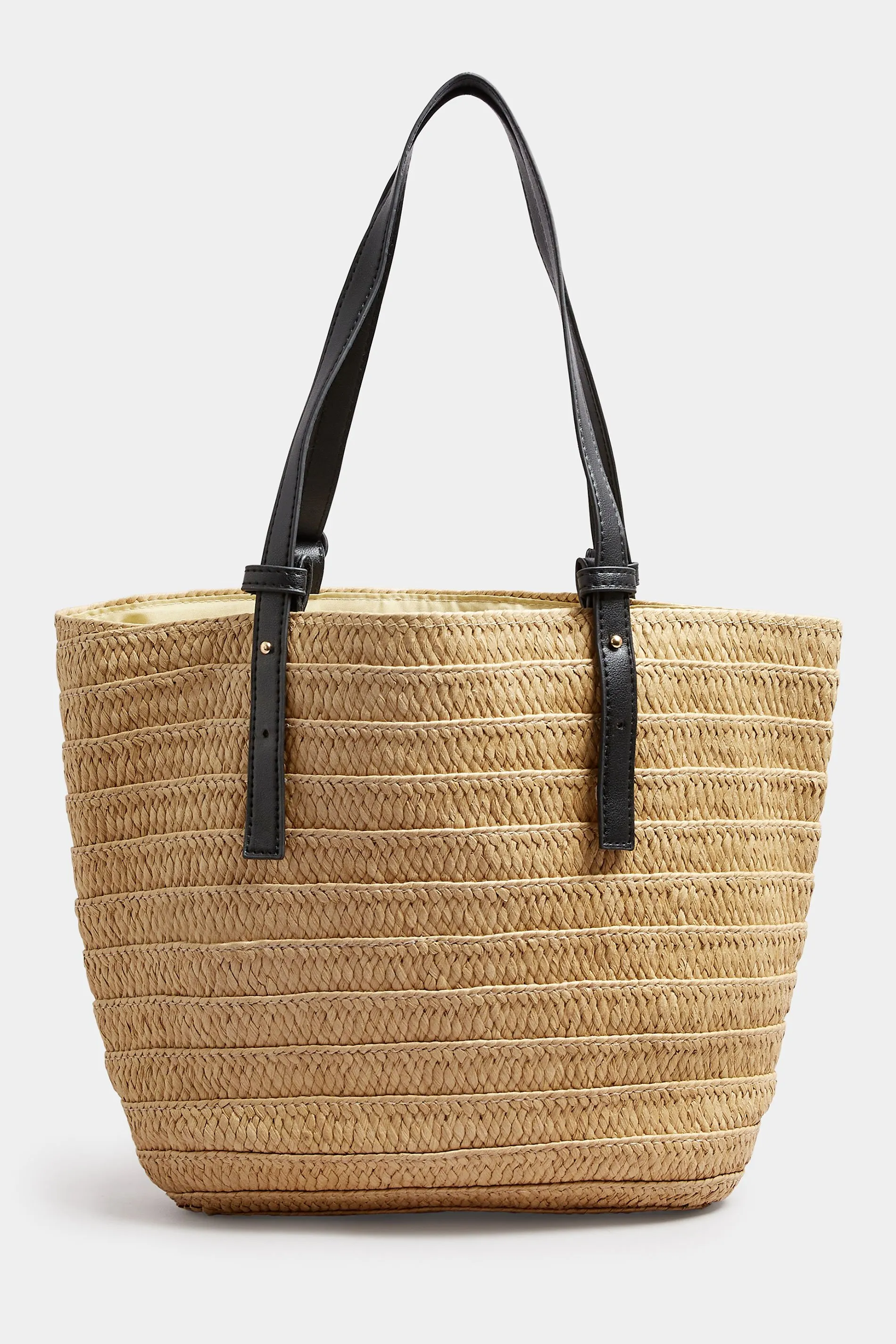 Brown Straw Drawstring Beach Bag