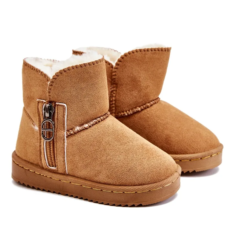 Camel Catellie Children's Slip-On Insulated Snow Boots brown