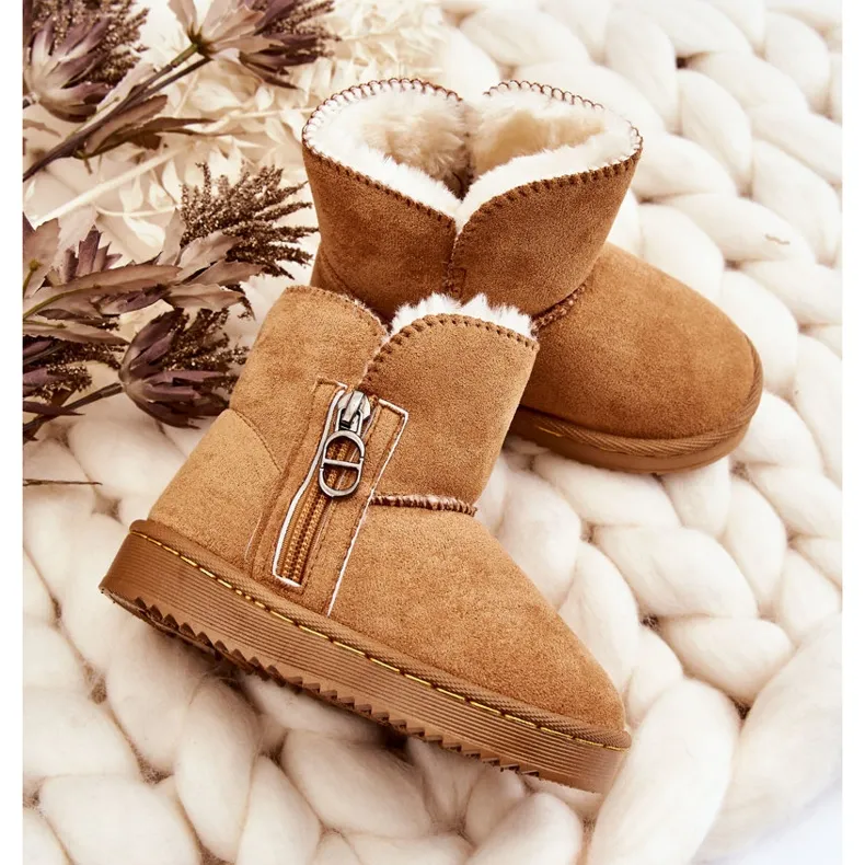 Camel Catellie Children's Slip-On Insulated Snow Boots brown