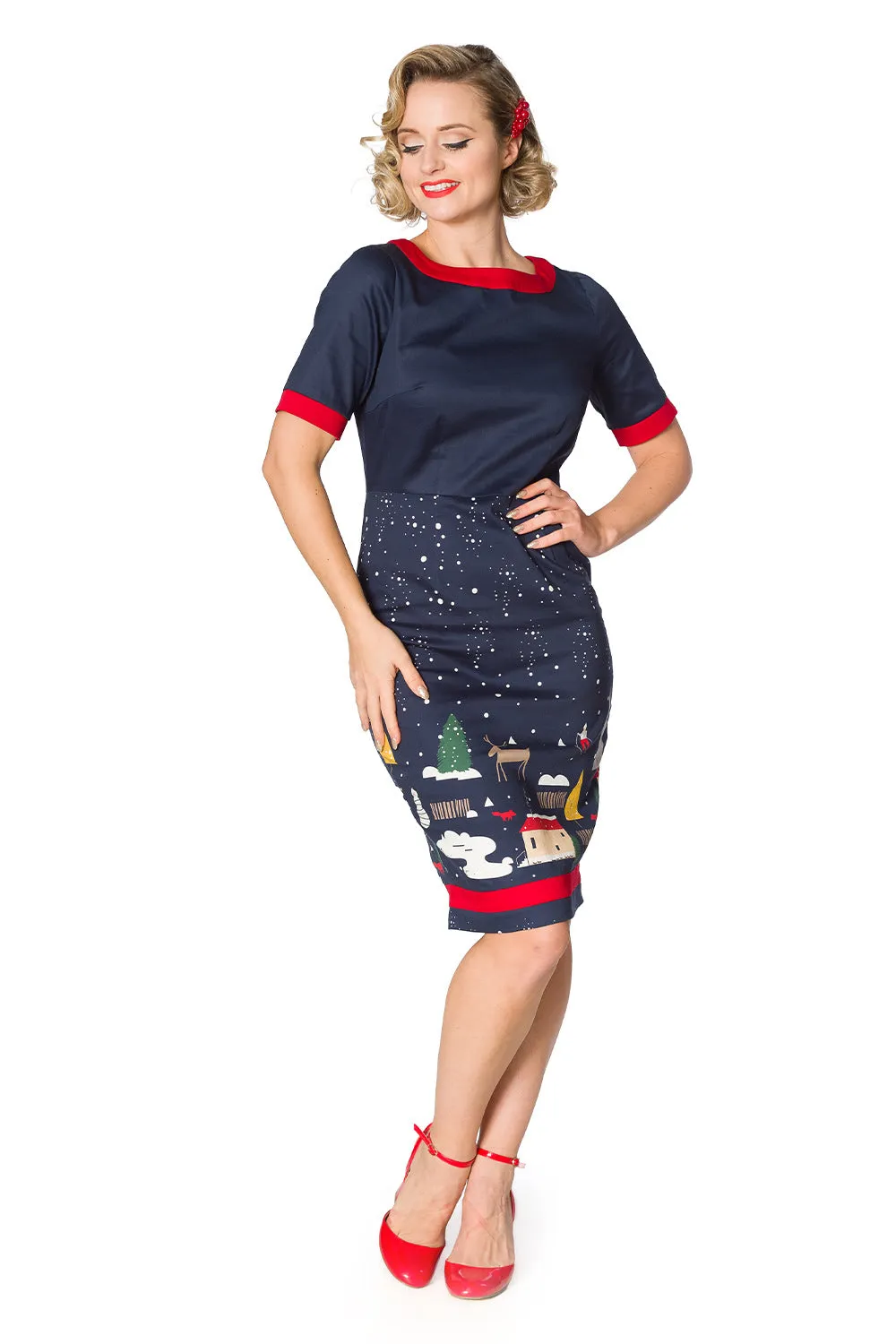 CHRISTMAS TOWN PENCIL DRESS