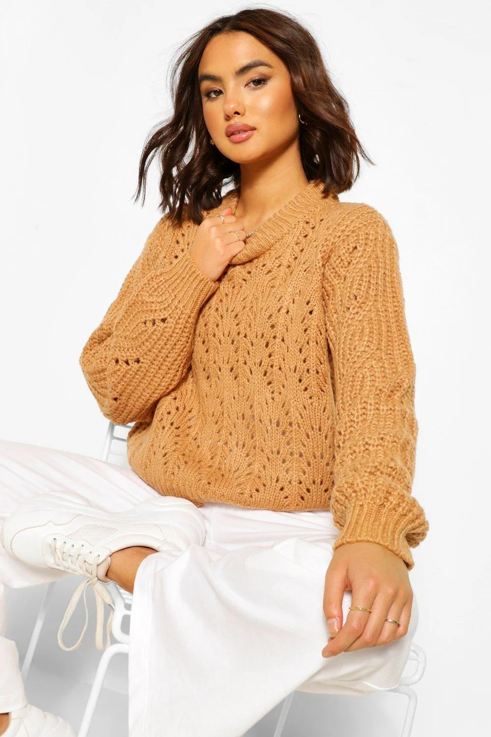 Chunky Cable Pointelle Sweater