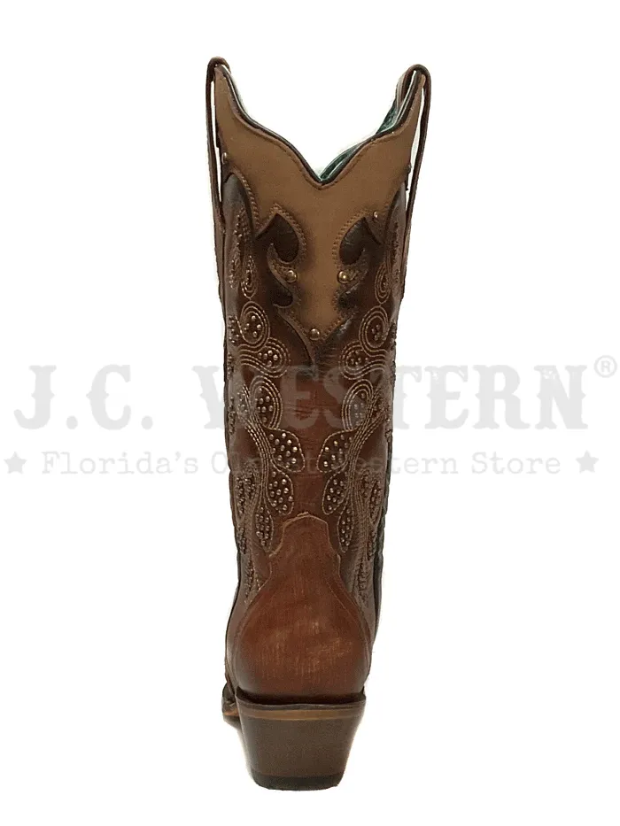 Corral Z5088 Ladies Embroidery And Studs Overlay Snip Toe Boots Tan