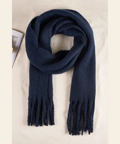 Cupshe Navy Fringe Trim Long Scarf