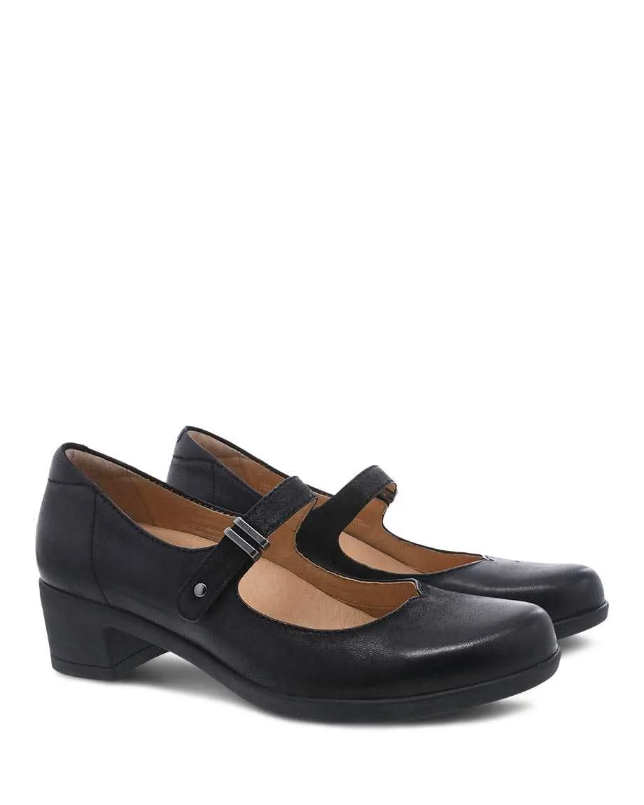 Dansko Womens Callista Mary Jane Velcro Shoes- Black