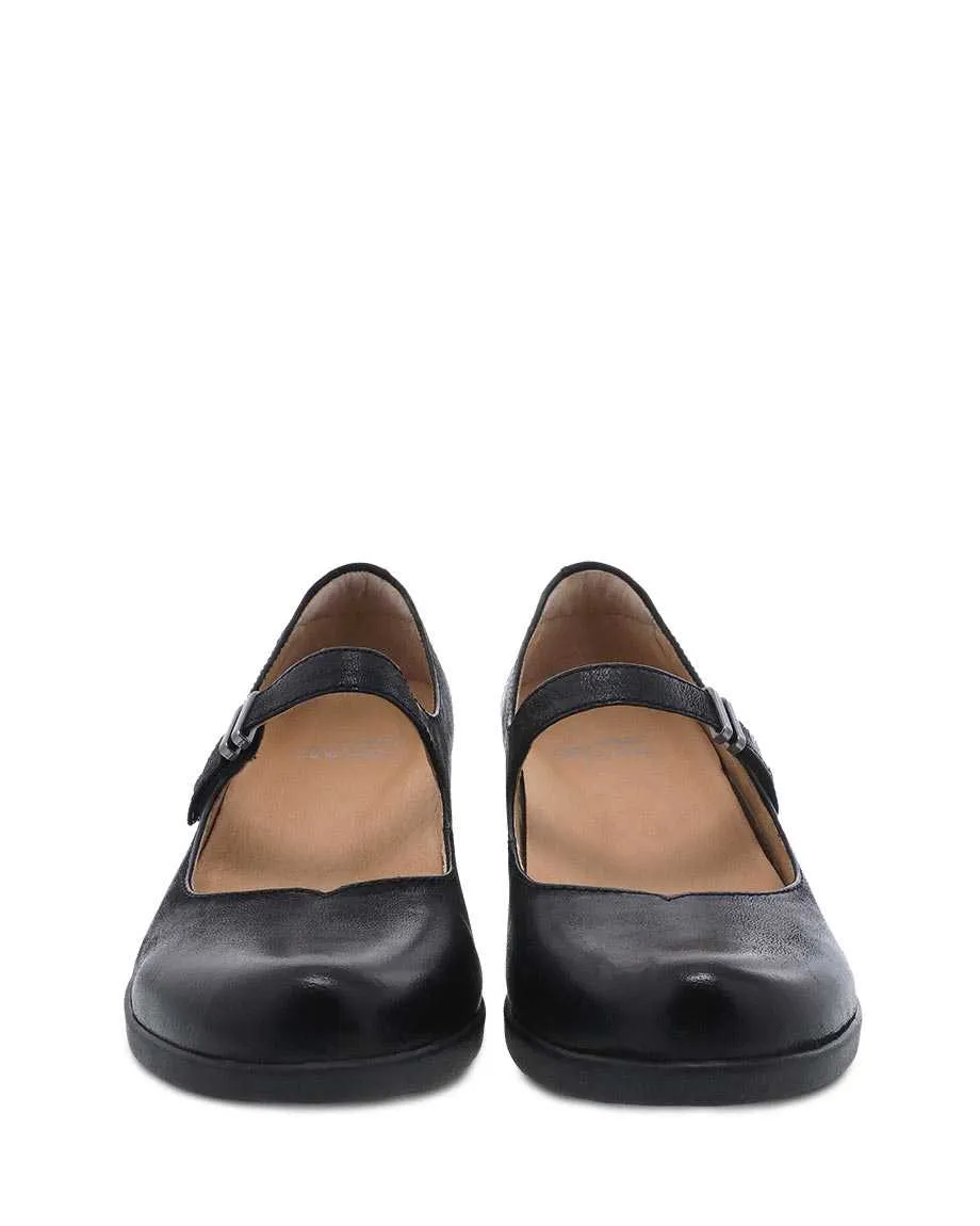 Dansko Womens Callista Mary Jane Velcro Shoes- Black