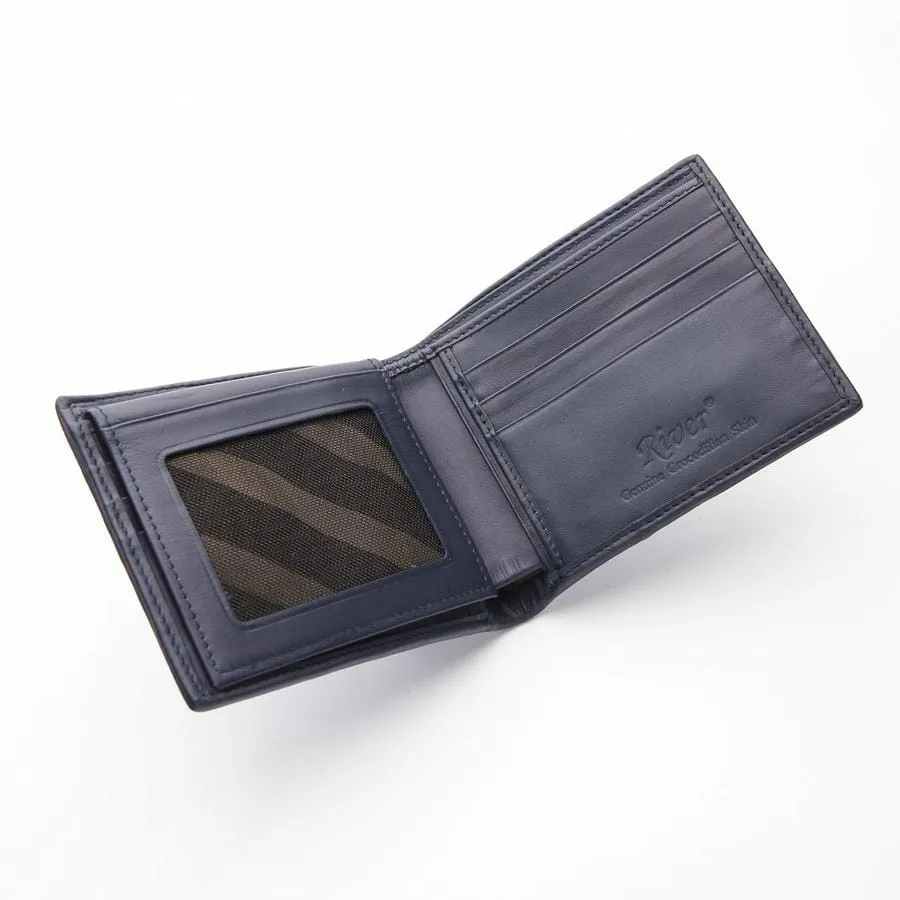 Dark Blue Crocodile Tail Skin Mens Wallets