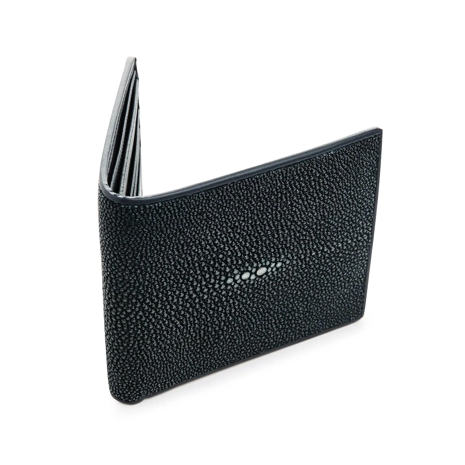 Dark Blue Polished Genuine Stingray Skin Leather Men's Wallet