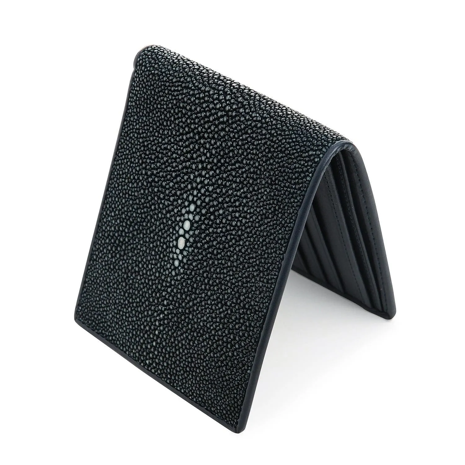 Dark Blue Polished Genuine Stingray Skin Leather Men's Wallet