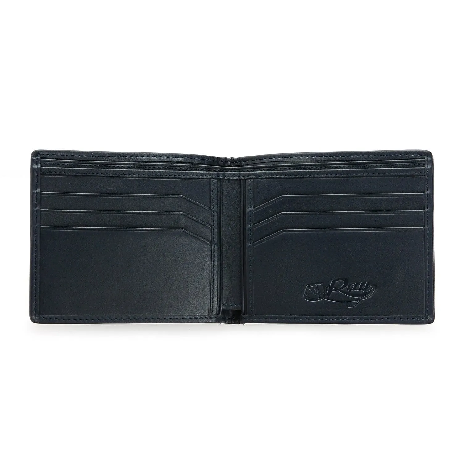 Dark Blue Polished Genuine Stingray Skin Leather Men's Wallet