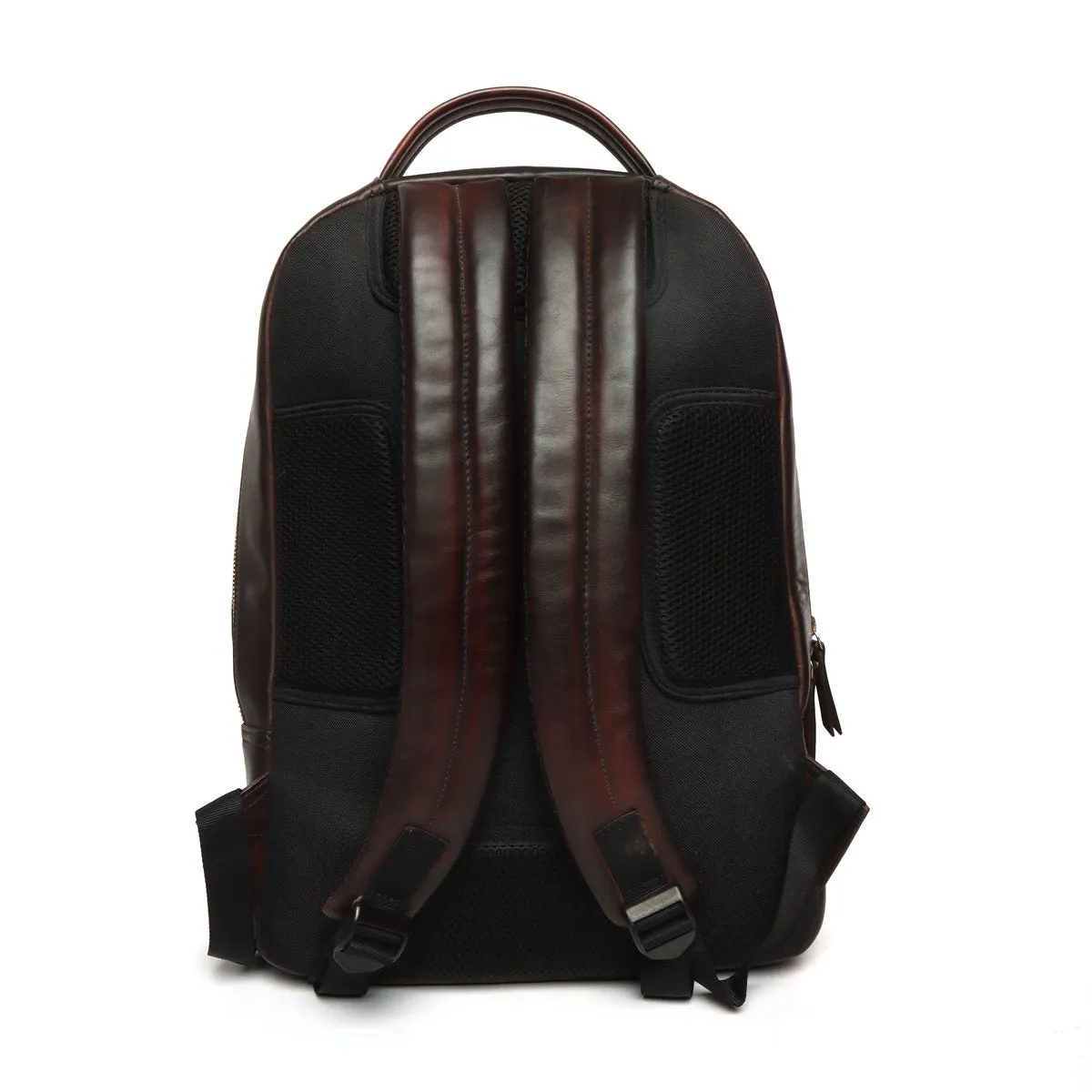 Dark Brown Leather Backpack with Multi-Pockets