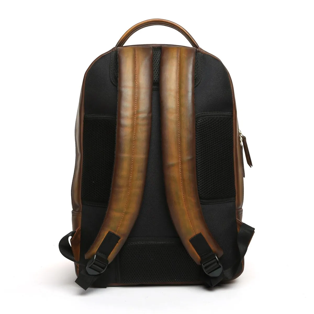 Dark Olive Leather Backpack with Multi-Step Pockets By Brune & Bareskin