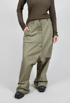 Drop Crotch Long Length Trousers in Schilf Cloud