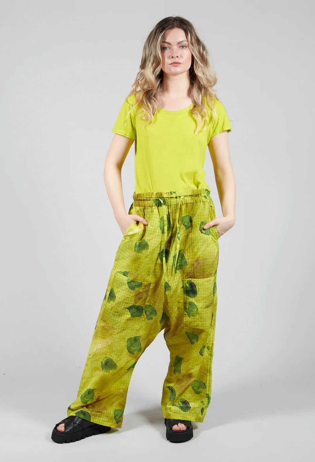 Drop Crotch Print Trousers with Drawstring Waist Spring