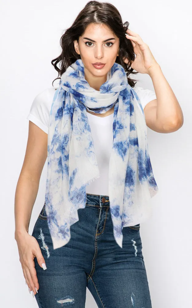 EAS9698 Lurex Abstract Print Scarf