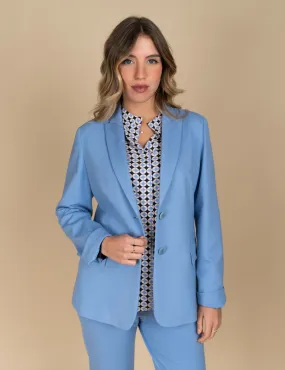 Elena Mirò - Blazer in punto Milano con collo a lancia azzurro