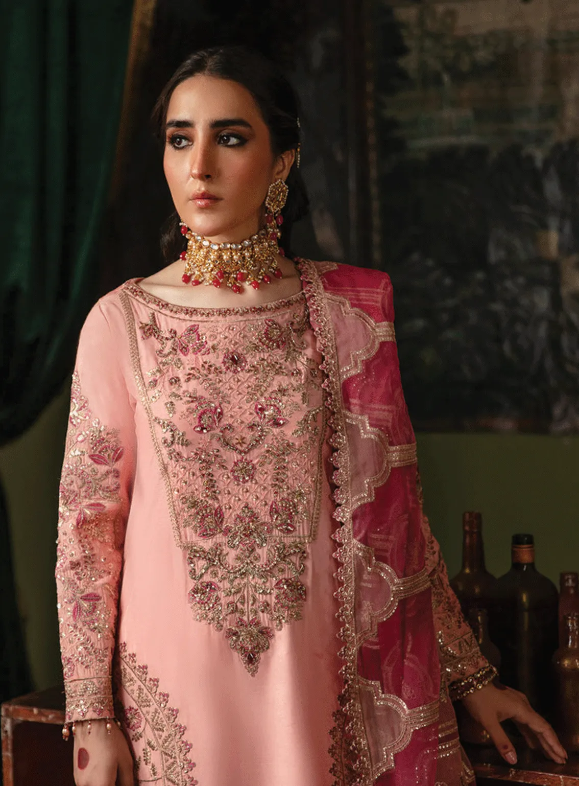 Emaan Adeel Embroidered Silk Unstitched 3 Piece Suit - EA23S NR-03 SHERBANO