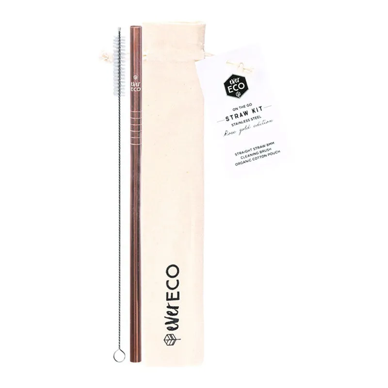 Ever Eco On the Go Rose Gold Straw Kit