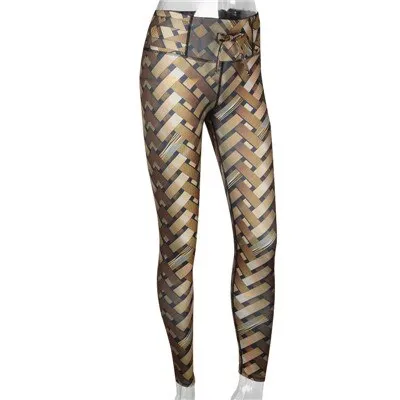 Fashion Women Leggings Cross Strap Printed With Bow High Waist Elastic Push Up Breathable Ankle Length Polyester Leggings