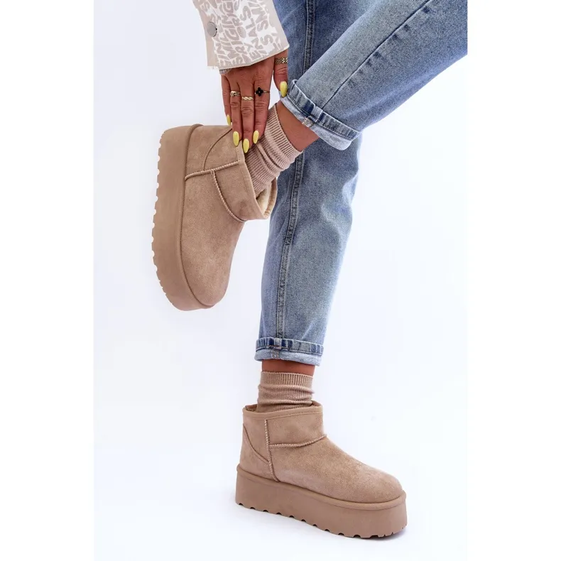 FD1 Suede Snow Boots On Corcoran Beige Platform