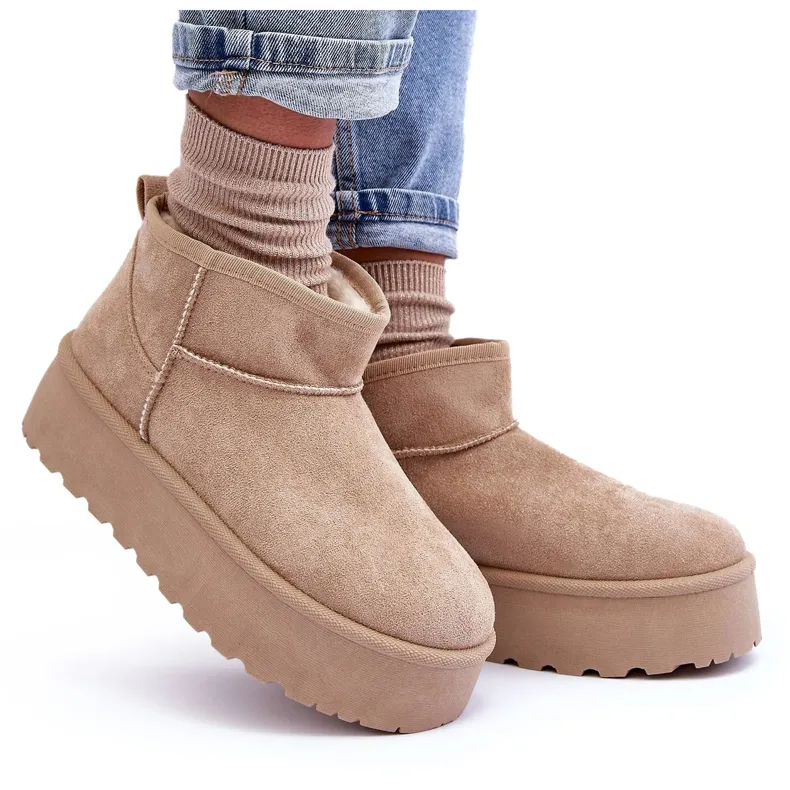 FD1 Suede Snow Boots On Corcoran Beige Platform